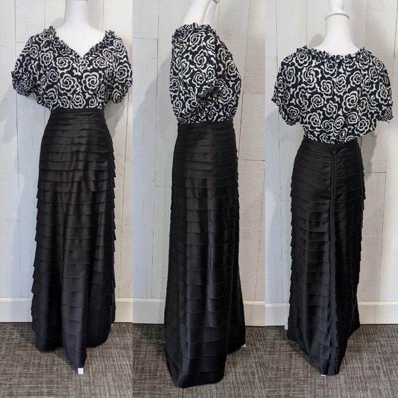 JS Collections Black Satin Folded Pleat Maxi Skirt - Picture 2 of 16